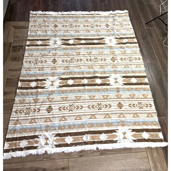 MINI TIPI Sand Reversible Throw Blanket Recycled Fabric 79"x59" Soft - Picture 1 of 9